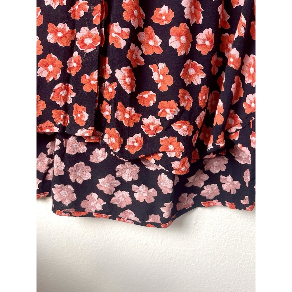 GANNI Floral-Print Button Down Shirt Red‎ Pink Black Size 10 - Picture 9 of 16